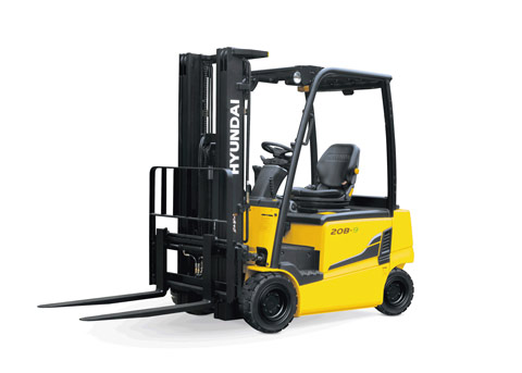 Hyundai 20b-9 Elektro-Gabelstapler weißer Hintergrund Seitenansicht