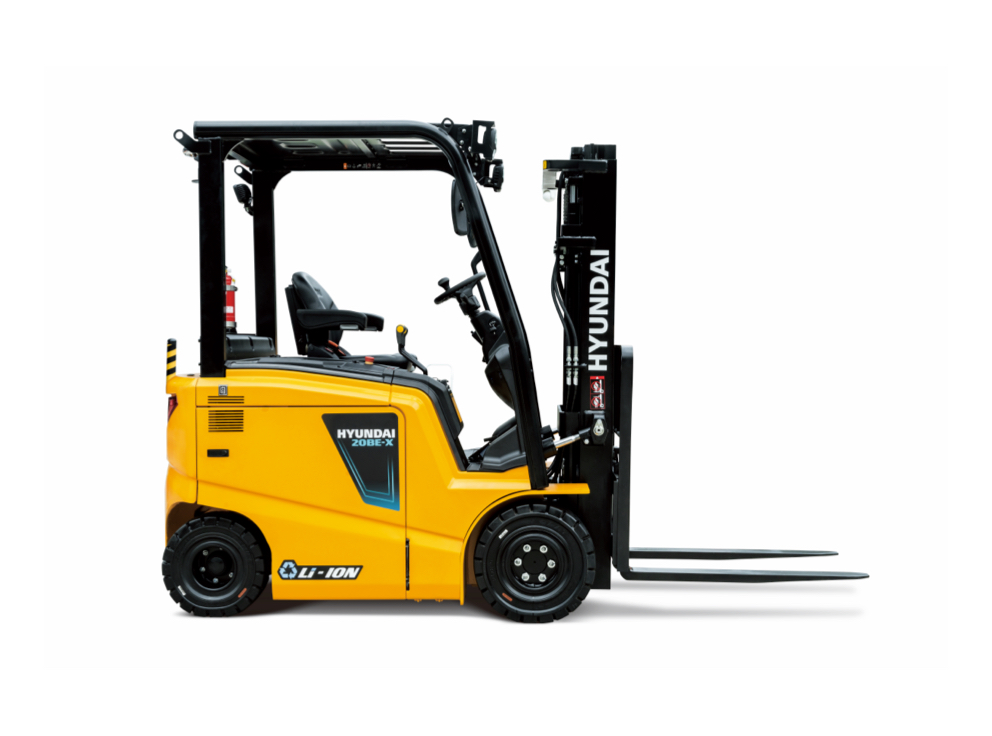 hd hyundai electric forklift studio side profile white background