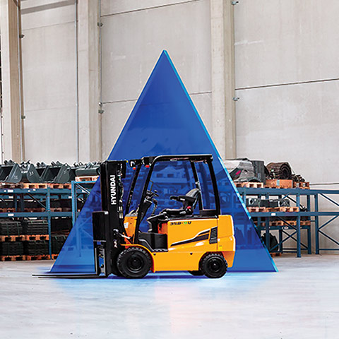 Hyundai 35b-9u electric forklift blue triangle 