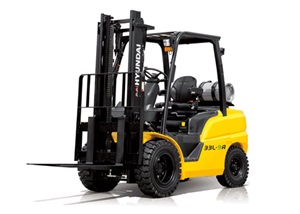 Hyundai 33l-9a lpg forklift white background front view
