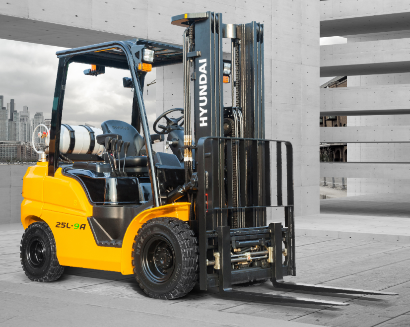 9a stage V lpg forklift on a grey background