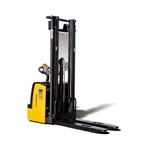 hyundai pallet stacker 12es on a white background side view